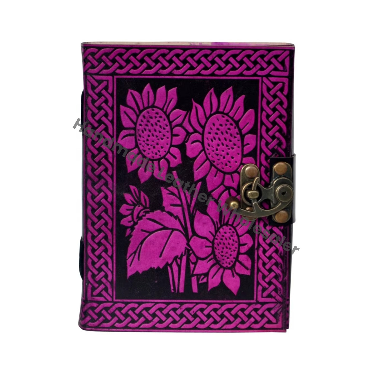 Sun Flower Leather Spiral Binding Vintage Handmade Large Journal Sketchbook for Woman Gift Writing Supplies