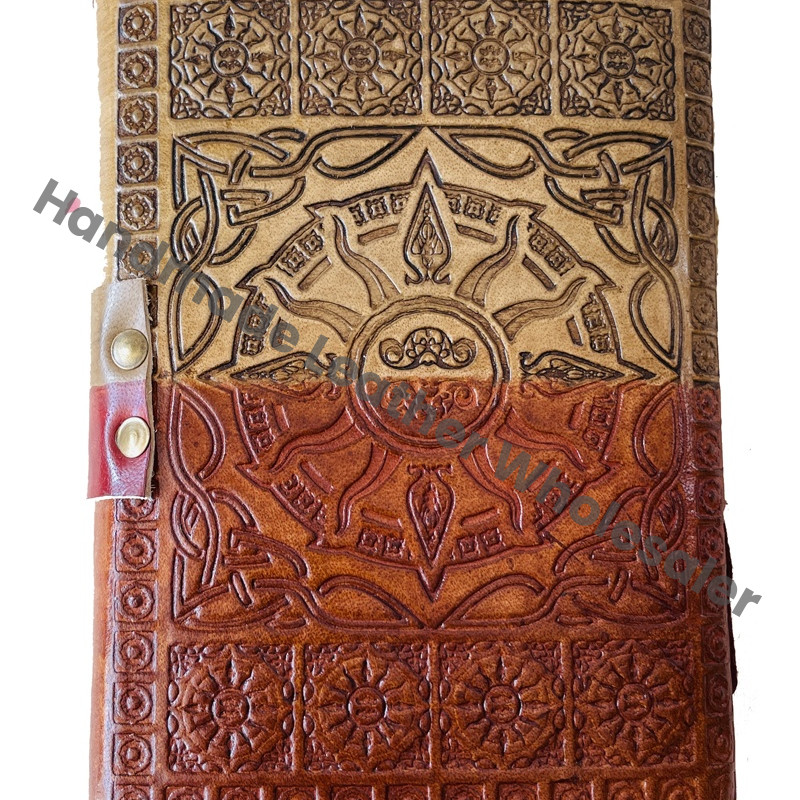 Sun Moon Handmade Leather Bound Hardcover Notebook Diary Charcoal Recyclable Paper Gift Option Women Men Artists Sketch Custom