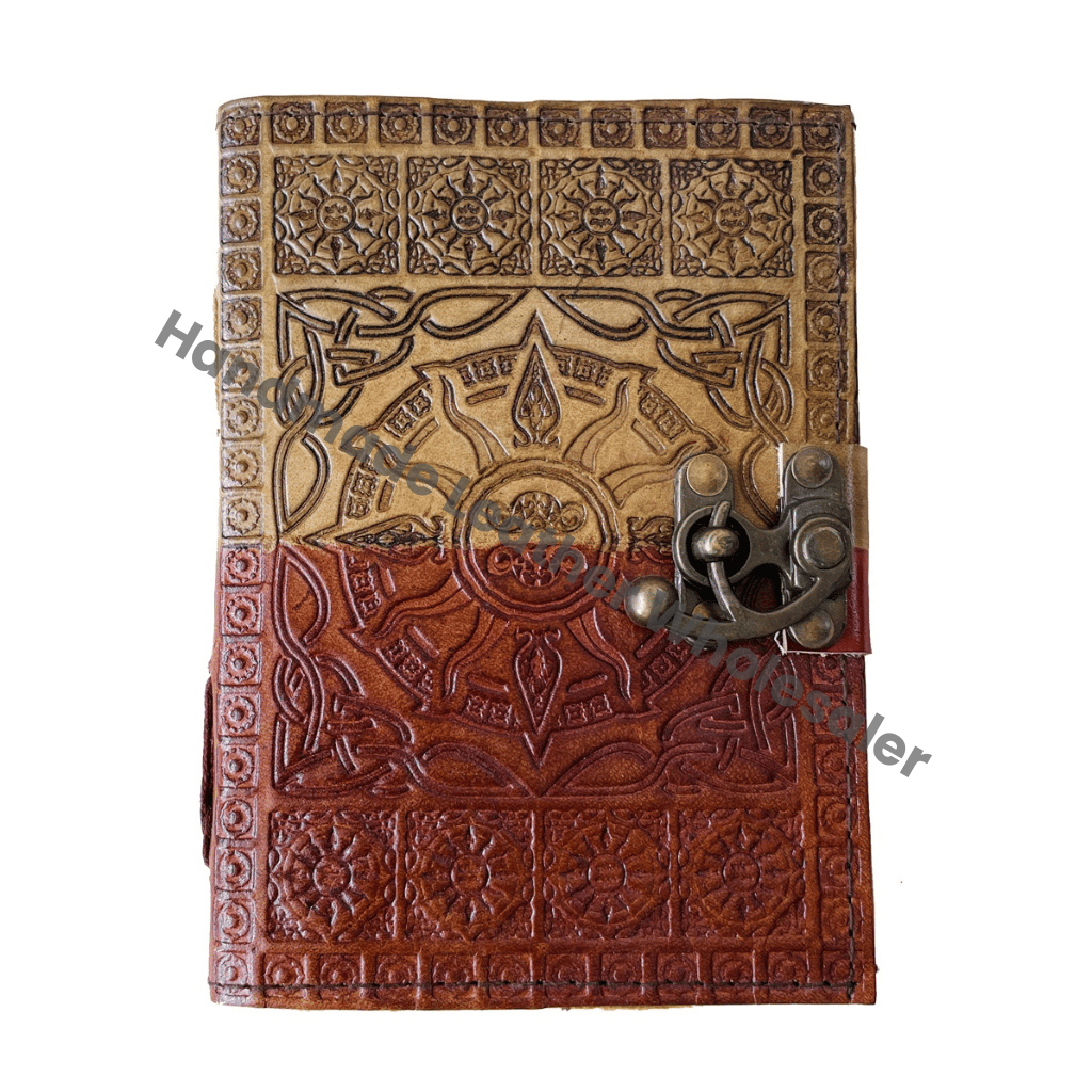 Sun Moon Handmade Leather Bound Hardcover Notebook Diary Charcoal Recyclable Paper Gift Option Women Men Artists Sketch Custom