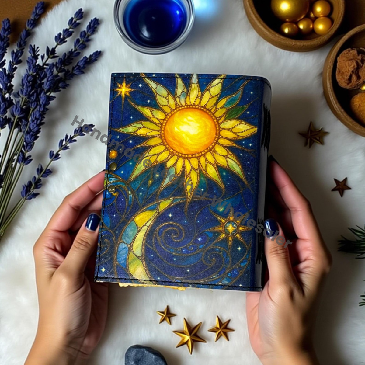 Sun & Moon Leather Grimoire – Book of Shadows | Vintage Witchcraft Spellbook | Wiccan Pagan Gothic Diary | Occult Magic