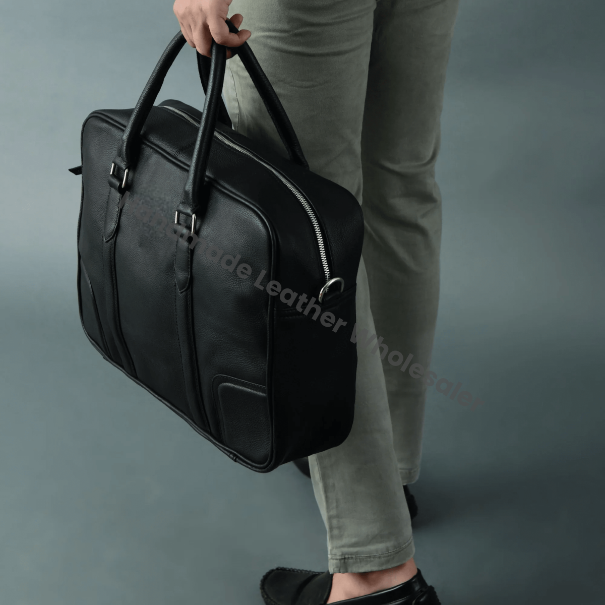 Texas Black Leather Briefcase