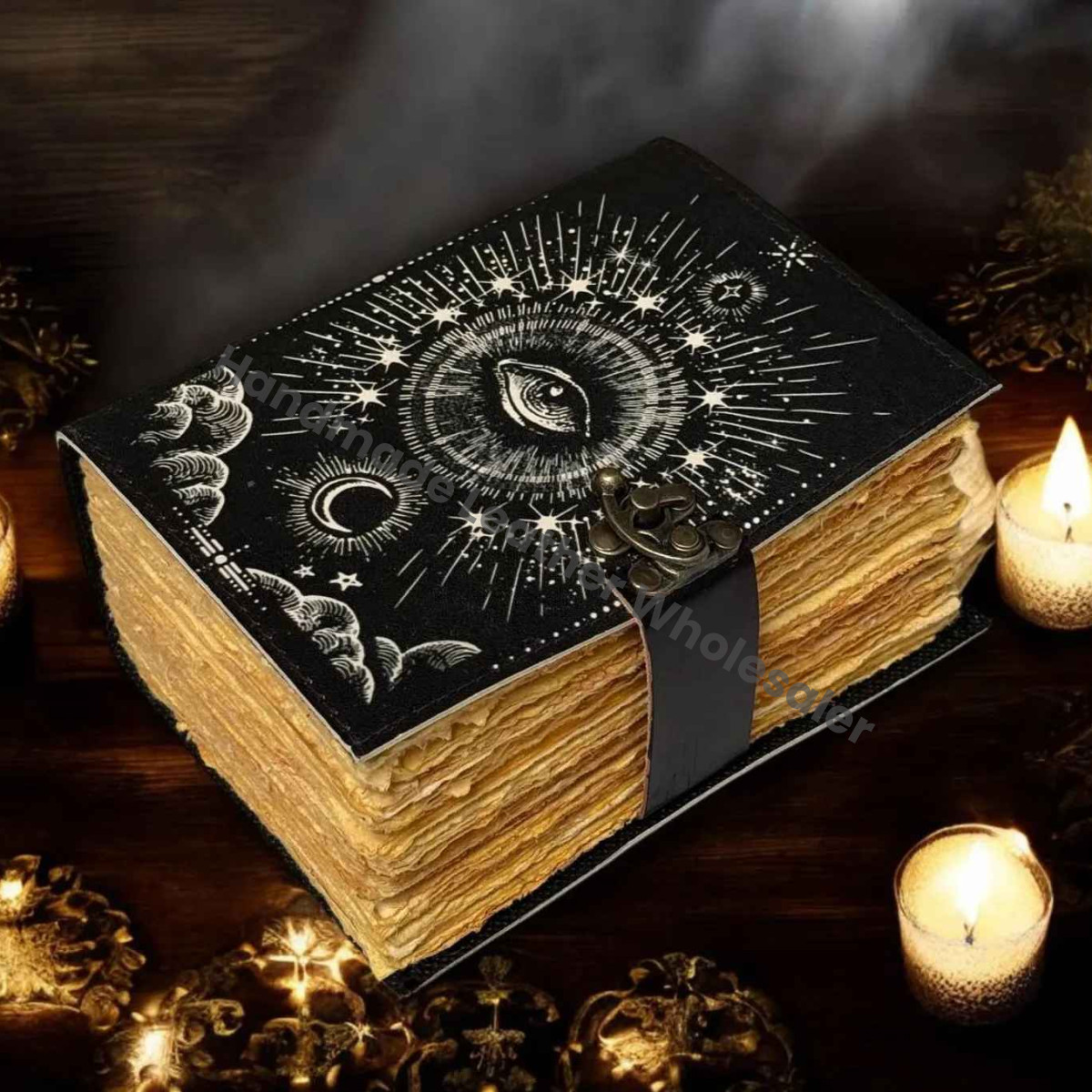 Tha Evil Eyes Leather Grimoire Journal: Wiccan Book of Shadows Witchcraft Spell book & Wiccan Pagan Gothic Journal
