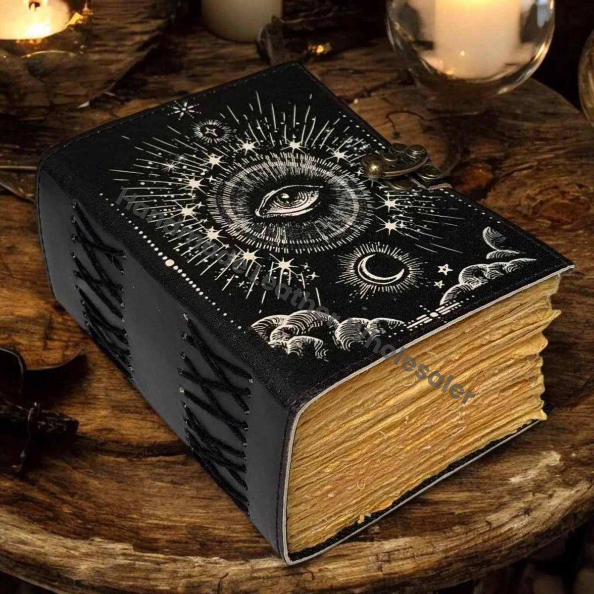 Tha Evil Eyes Leather Grimoire Journal: Wiccan Book of Shadows Witchcraft Spell book & Wiccan Pagan Gothic Journal