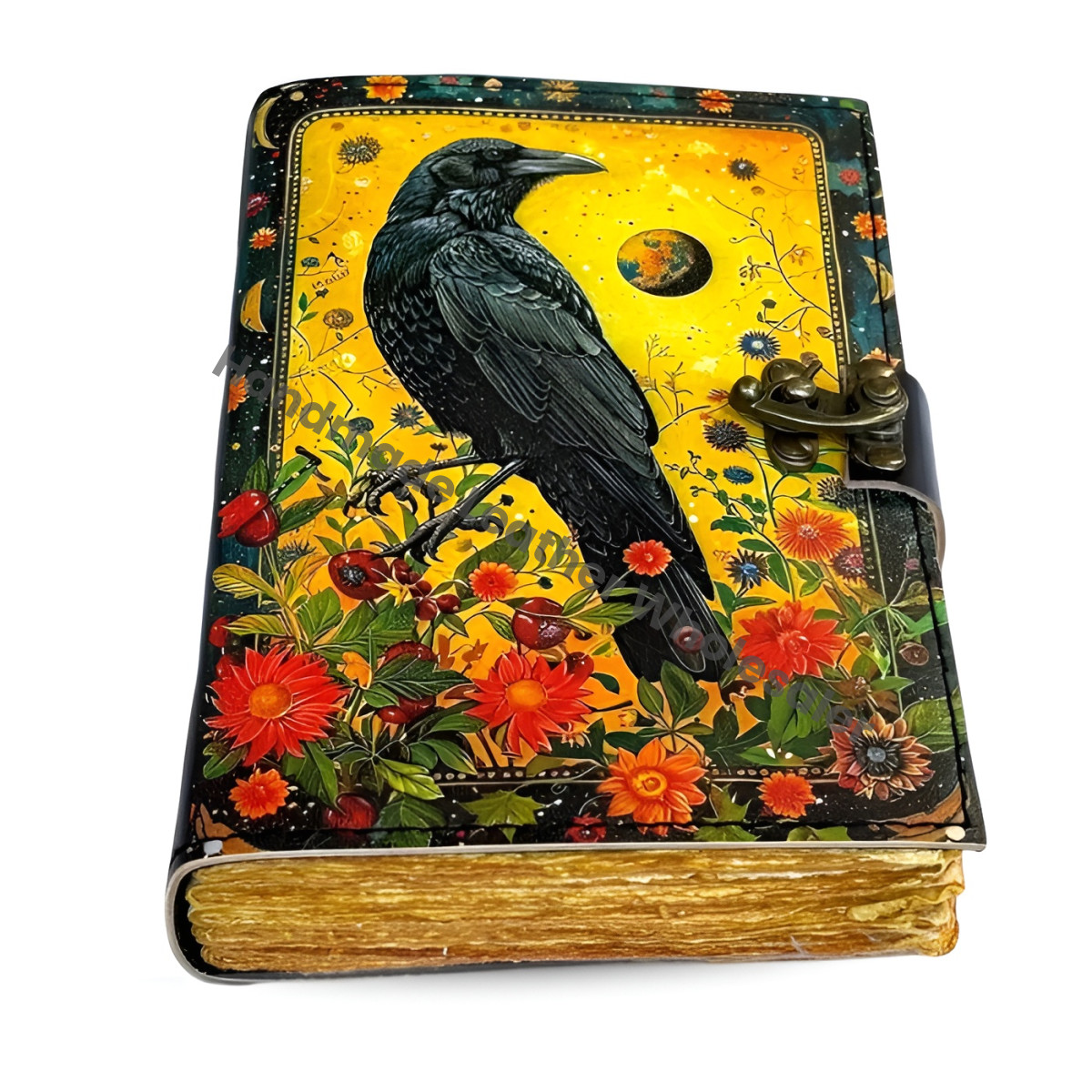 The Black Raven Grimoire Leather Journal Witchcraft Book of Shadows