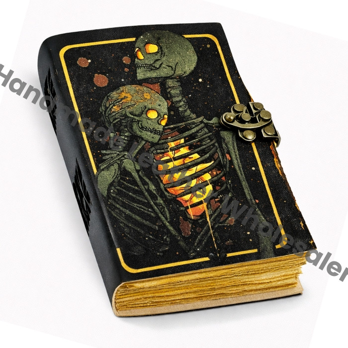 The Lover Vintage Leather Journal: Deckle Edge Spell Book, Grimoire book of shadows with lock Wiccan notebook Pagan diary Magic Journal Gift