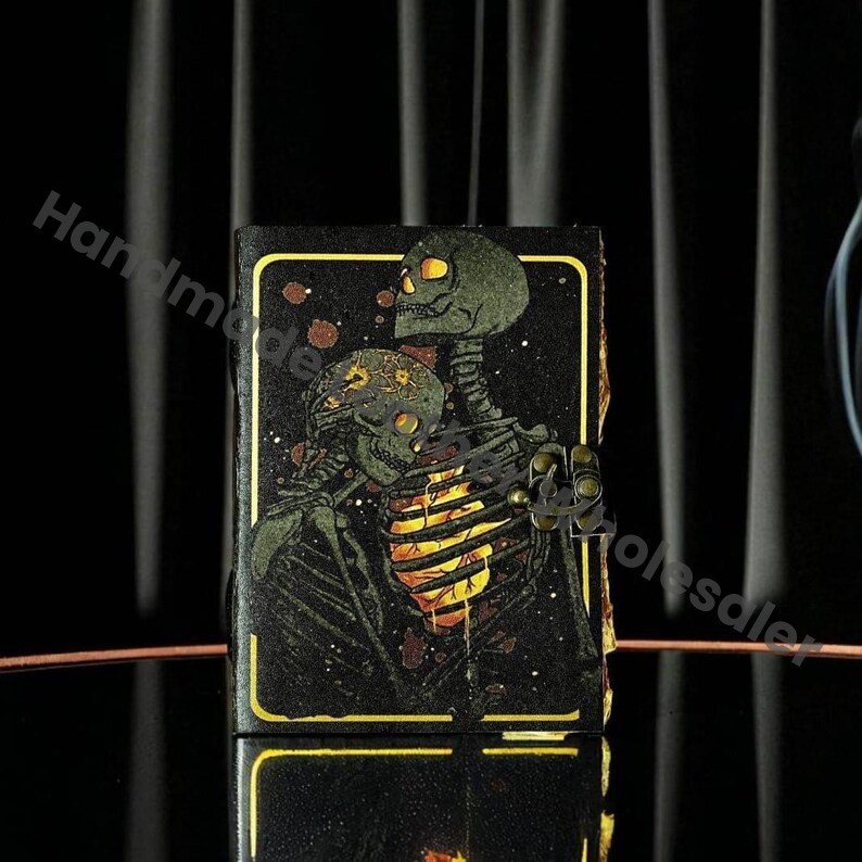 The Lover Vintage Leather Journal: Deckle Edge Spell Book, Grimoire book of shadows with lock Wiccan notebook Pagan diary Magic Journal Gift