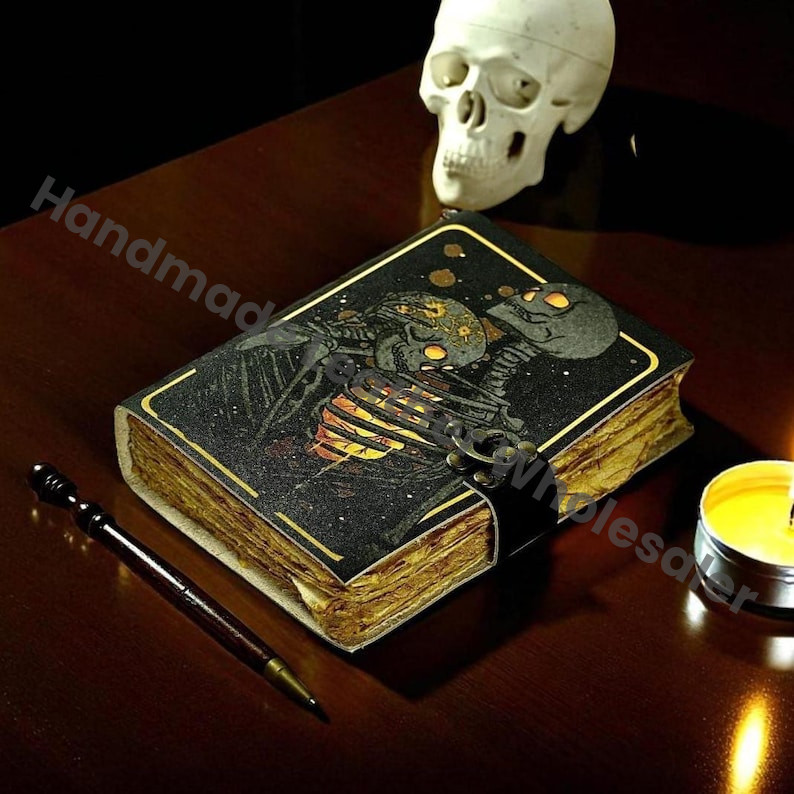 The Lover Vintage Leather Journal: Deckle Edge Spell Book, Grimoire book of shadows with lock Wiccan notebook Pagan diary Magic Journal Gift