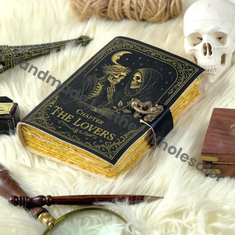 The Lovers Leather Journal: Gothic Grimoire, Handmade Book of Shadows