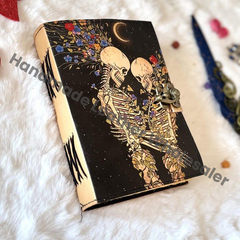 The Lovers Leather Journal: Handmade Deckle Edge Book of Shadows