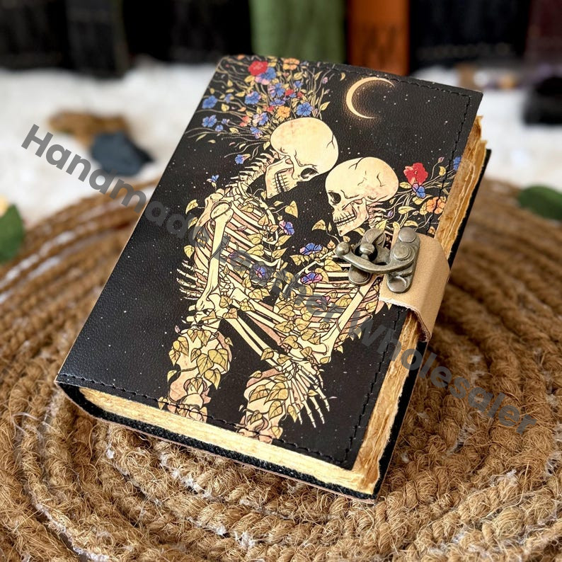 The Lovers Leather Journal: Handmade Deckle Edge Book of Shadows