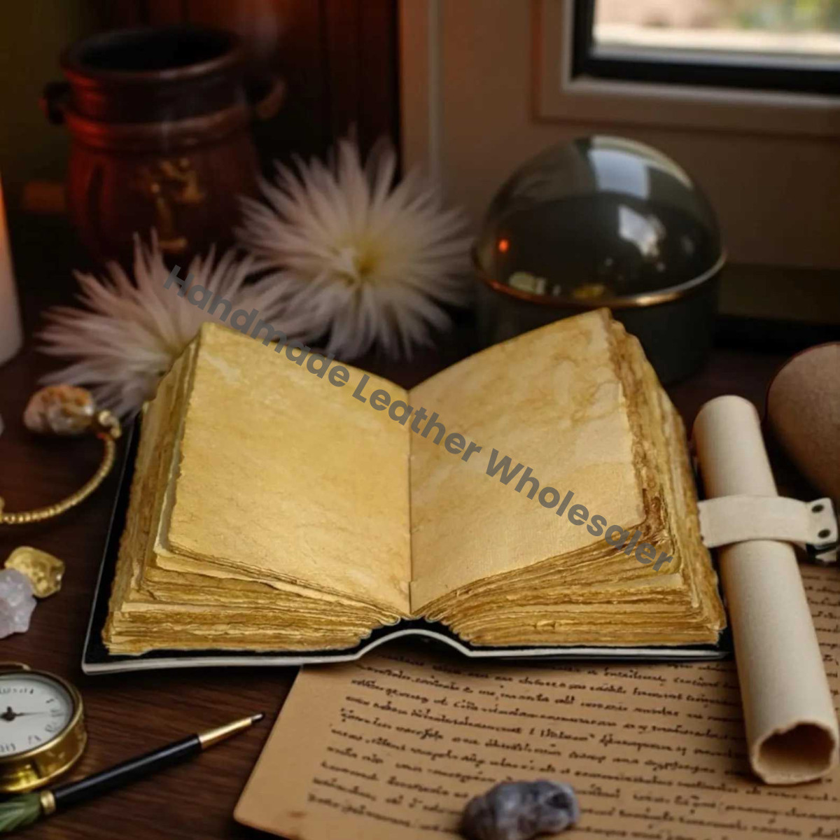 The Reader Leather Grimoire Journal – Vintage Witchcraft Spellbook, Book of Shadows, Gothic Wiccan Pagan Writing Notebook, DnD