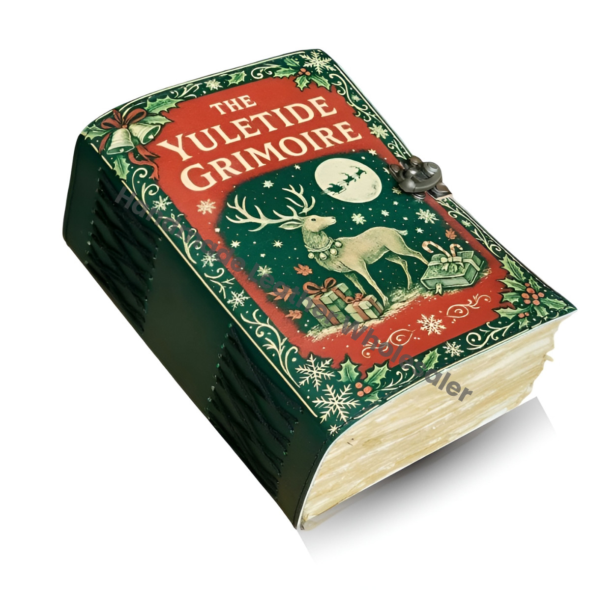 The Yuletide Grimoire – Vintage Christmas Journal, Notebook for Artist Reindeer Printed Sketchbook