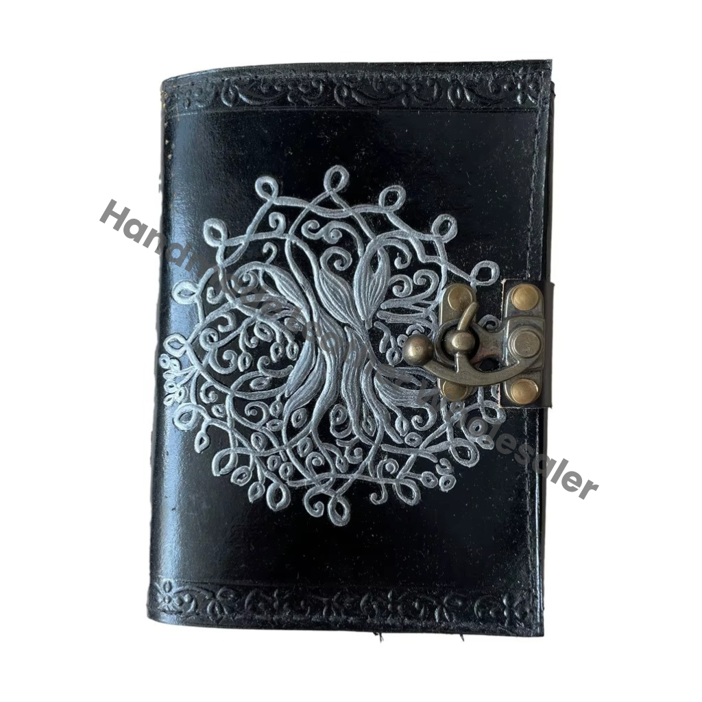 Tree Life Book Shadows Black Leather Hardcover Custom Logo Notebooks Classic Vintage Spell Books Sketchbook Travel Gift Women