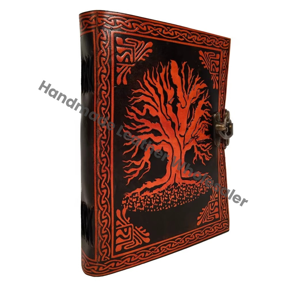Tree Life Journal Handmade Vintage Leather Custom Logo Cotton Paper Notebook Premium Antique Diary Distressed Bound Gift