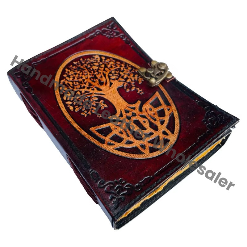Tree Life Leather Journal Thermal Vintage Yellow Genuine Deckle Art Pages Travel Happy Wiccan Spells Writing Planner Gift