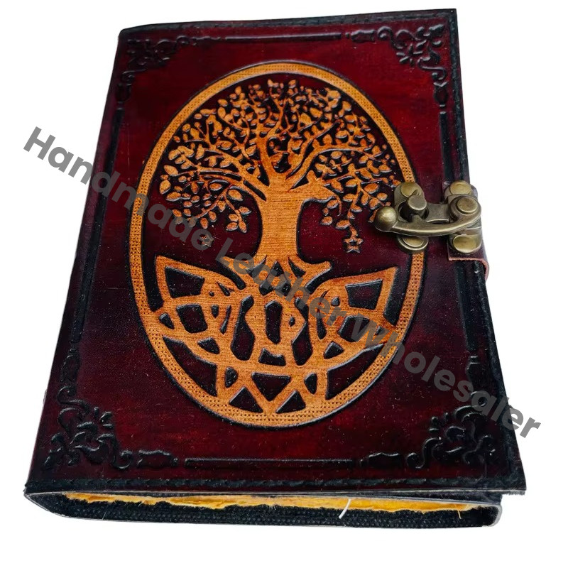Tree Life Leather Journal Thermal Vintage Yellow Genuine Deckle Art Pages Travel Happy Wiccan Spells Writing Planner Gift