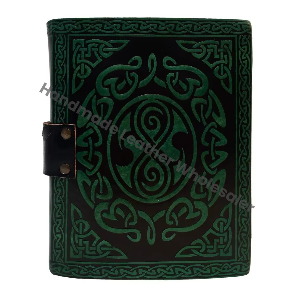 Tree Life Leather Journal Vintage Handmade Black Hardcover Amethyst Stone Custom Logo Women Large Book Spell Grimoire Sketchbook