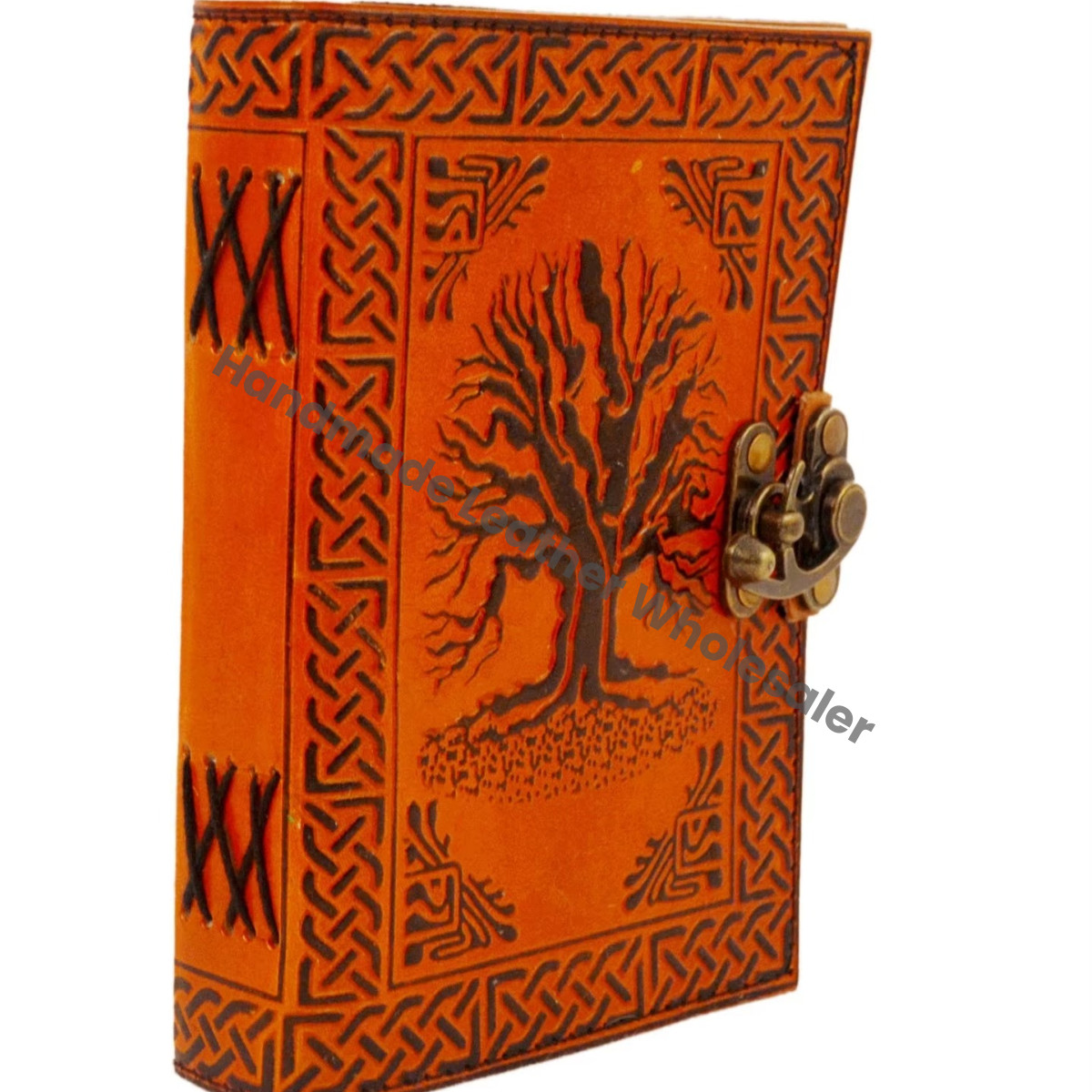 Tree Life Leather Journal Vintage Handmade Black Orange Recyclable Handmade Paper Gift Notebooks Woman Large Book Spell