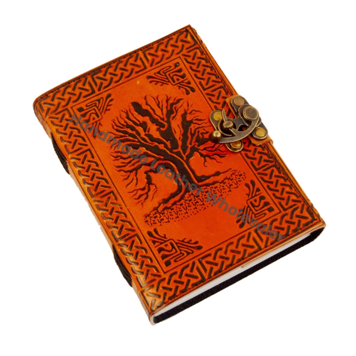 Tree Life Leather Journal Vintage Handmade Black Orange Recyclable Handmade Paper Gift Notebooks Woman Large Book Spell