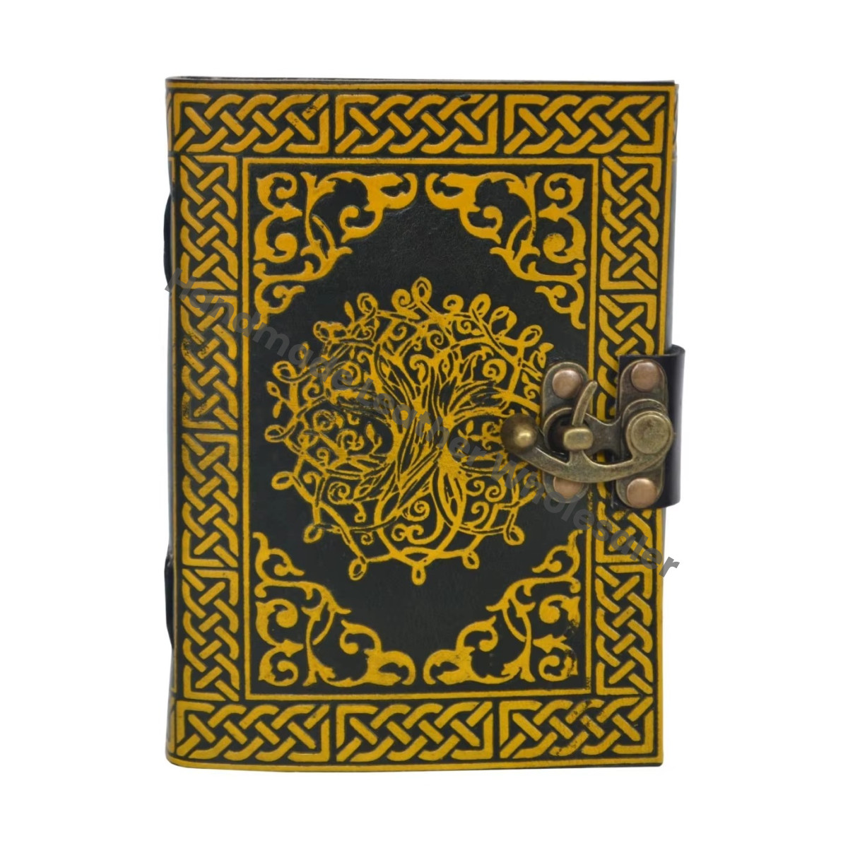 Tree Life Leather Journal Vintage Handmade Black Yellow Custom Logo Gift Notebooks for Women Large Travel Planner Sketchbook