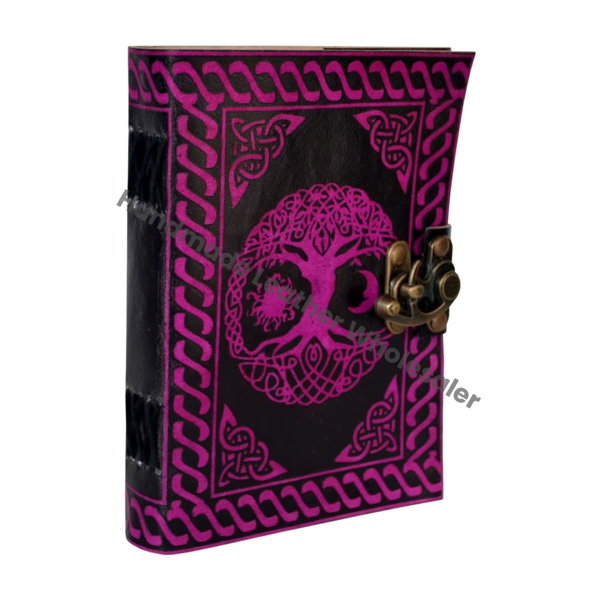 Tree Life Leather Journal Woman Large Sketchbook Black & Pink Handmade Vintage Hardcover Gift Supplies