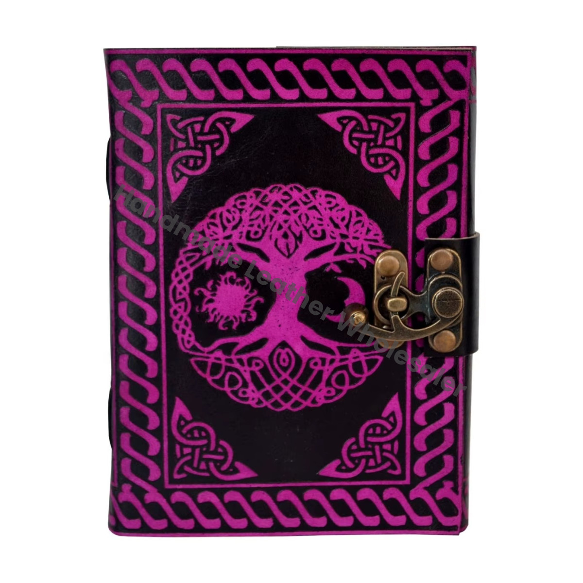 Tree Life Leather Journal Woman Large Sketchbook Black & Pink Handmade Vintage Hardcover Gift Supplies