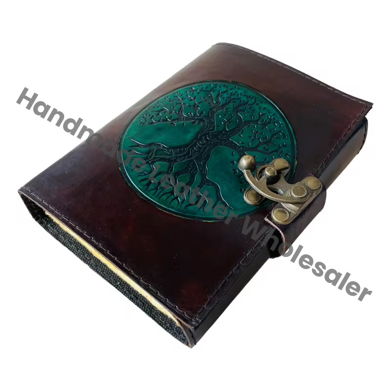 Tree Life Vintage Leather Journal Antique Handmade Cotton Paper Brown Drawing Sketchbook Custom Logo Gift Writing Bound Diary