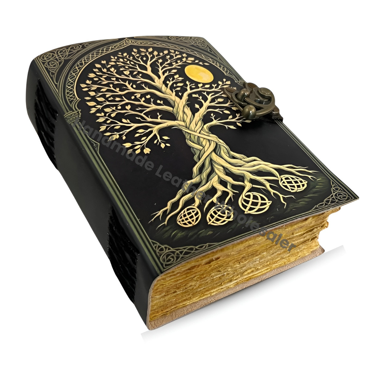 Tree of Life Grimoire Handmade leather journal Notebook Blank spell book of shadows