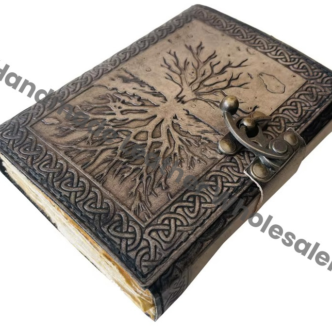 Tree of Life Journal Handmade Vintage Leather Diary Deckle Edge Paper Notebook Premium Antique Diary Charcoal Spell Book