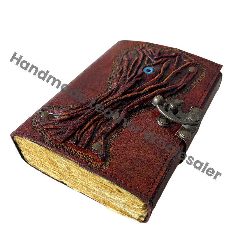Tree of Life Journal Hocus Pocus Book of Spell God Eye Magical Handmade Recycled Deckle Blank Pages Gift Cover Blank Journal