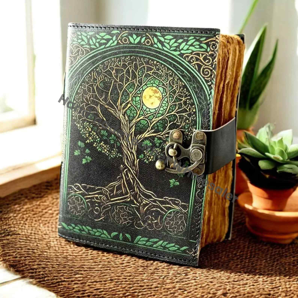 Tree of Life Leather Grimoire Journal: Spell Book