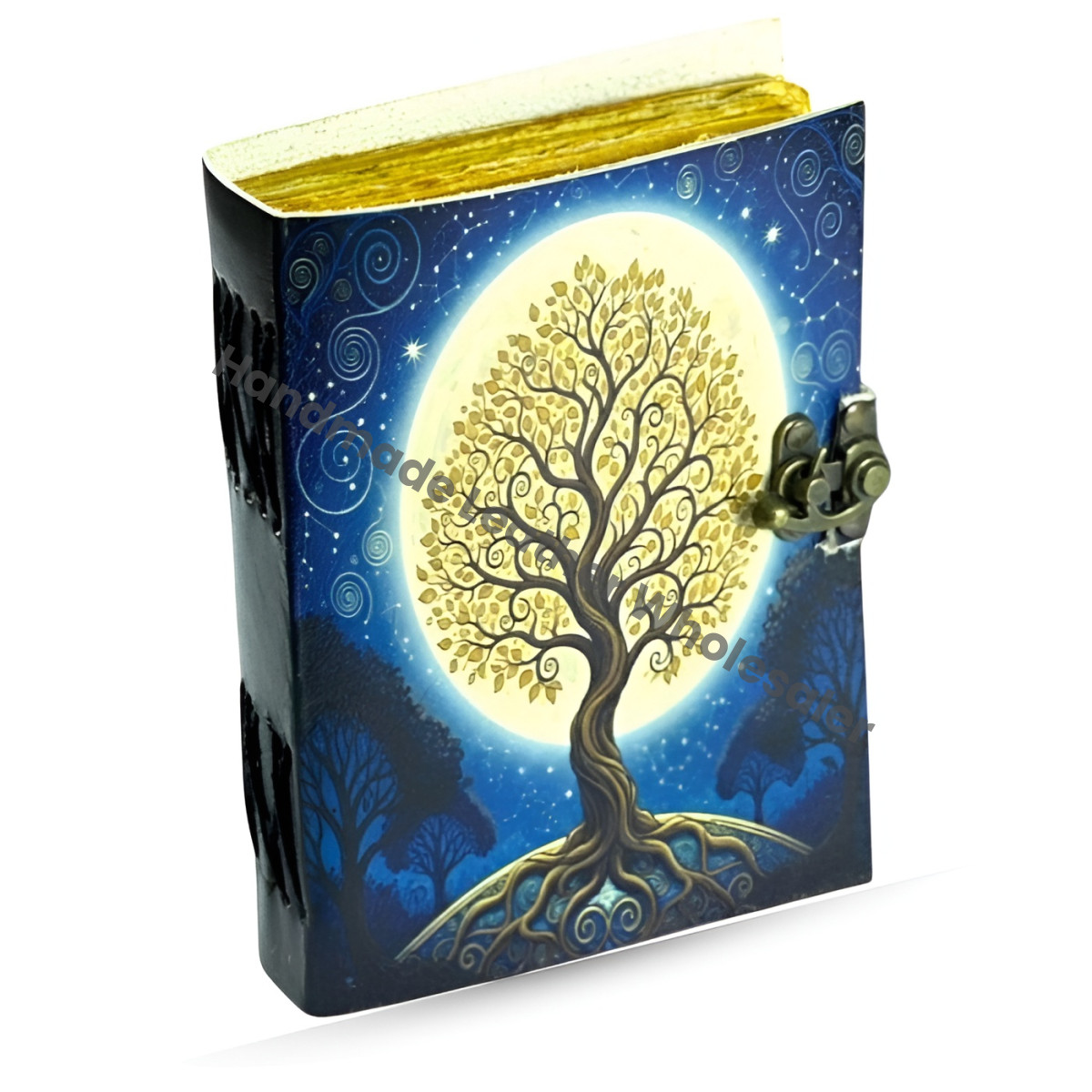 Tree of Life Leather Grimoire Journal: Blank Book of Shadows