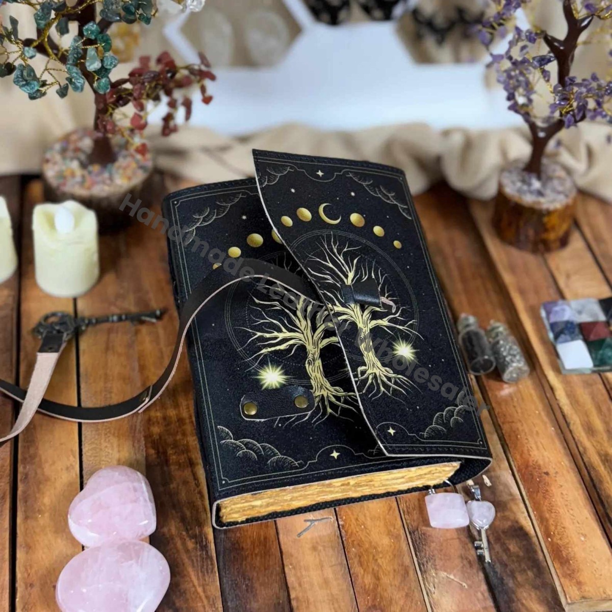 Tree Of life Leather Grimoire – Spell Book of Shadows Journal | Thick Vintage Notebook for Women, Writers | Deckle Paper