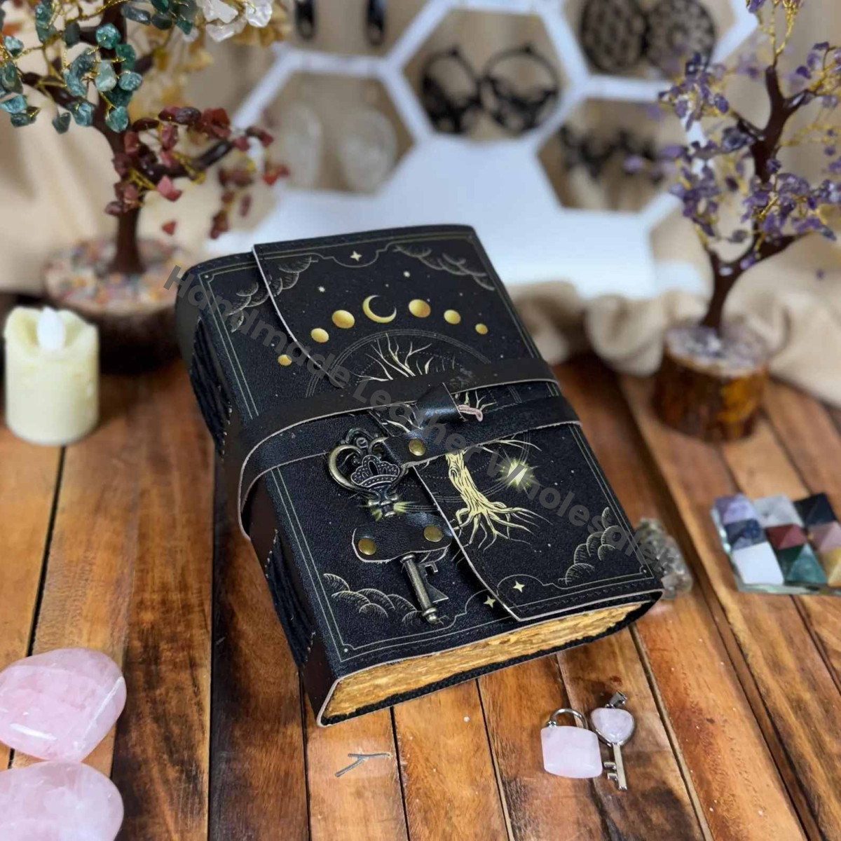 Tree Of life Leather Grimoire – Spell Book of Shadows Journal | Thick Vintage Notebook for Women, Writers | Deckle Paper
