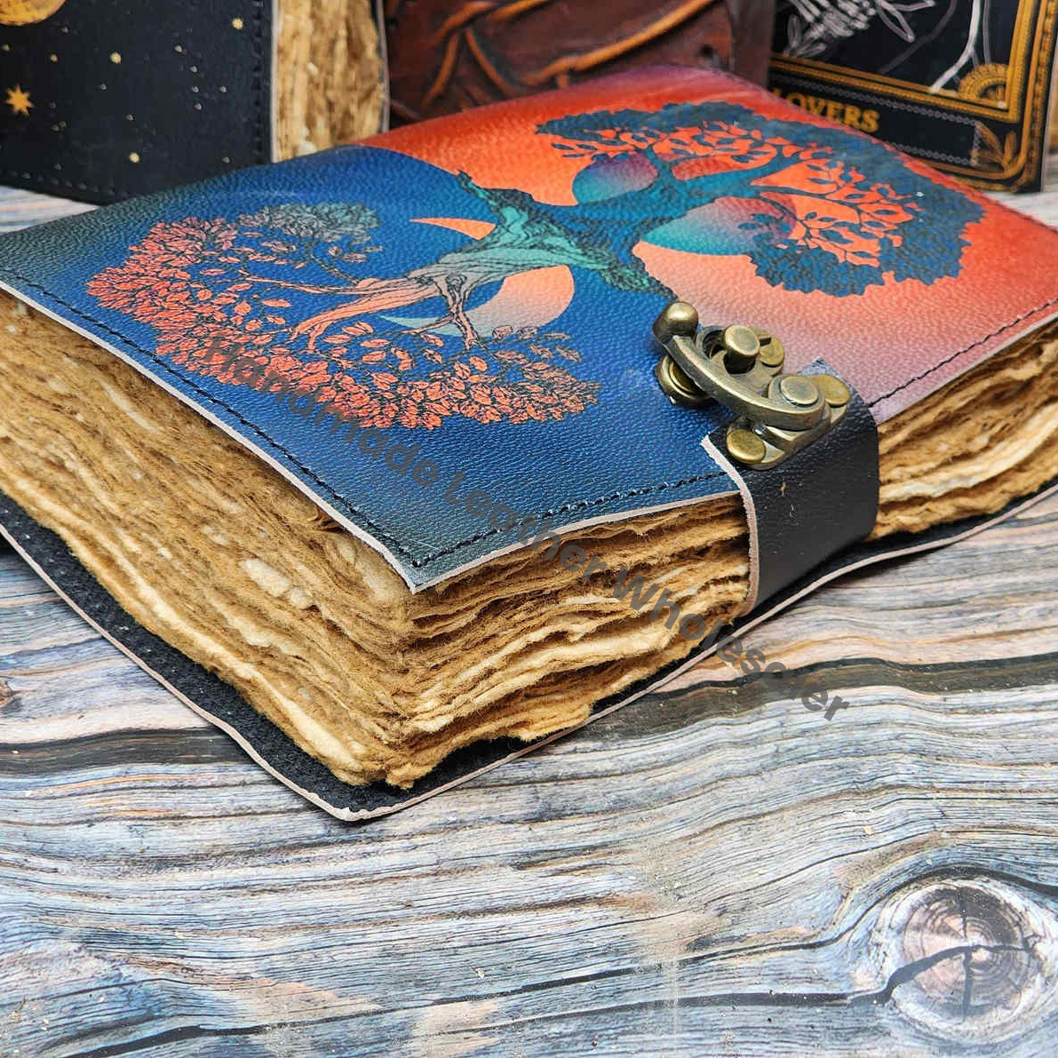 Tree Of Life Leather Journal, Antique Style Blank Paper, 7x5 Inches