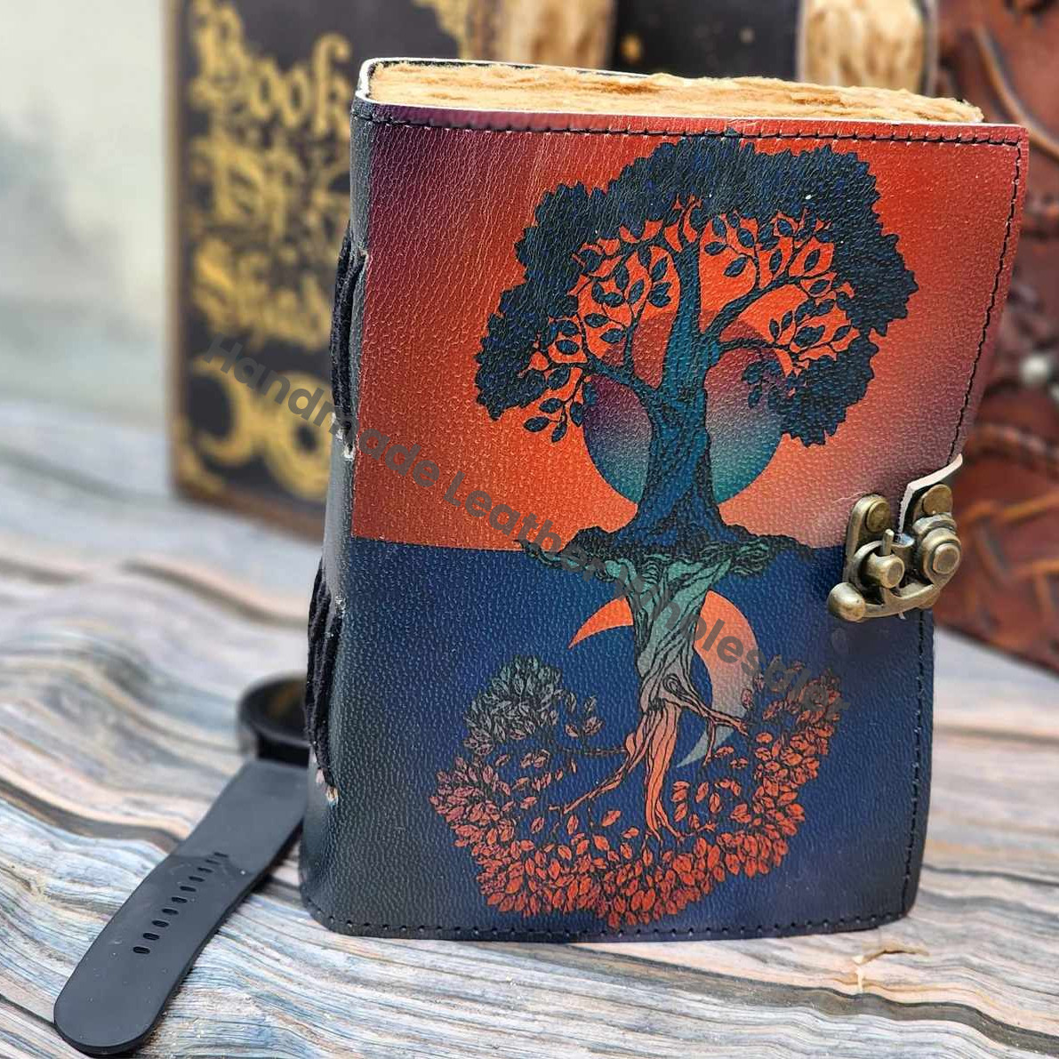 Tree Of Life Leather Journal, Antique Style Blank Paper, 7x5 Inches