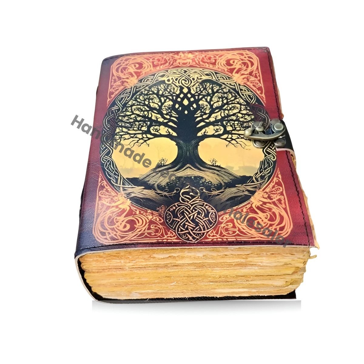 Tree of Life Leather Journal, Blank Grimoire Spellbook, A5 Sketchbook