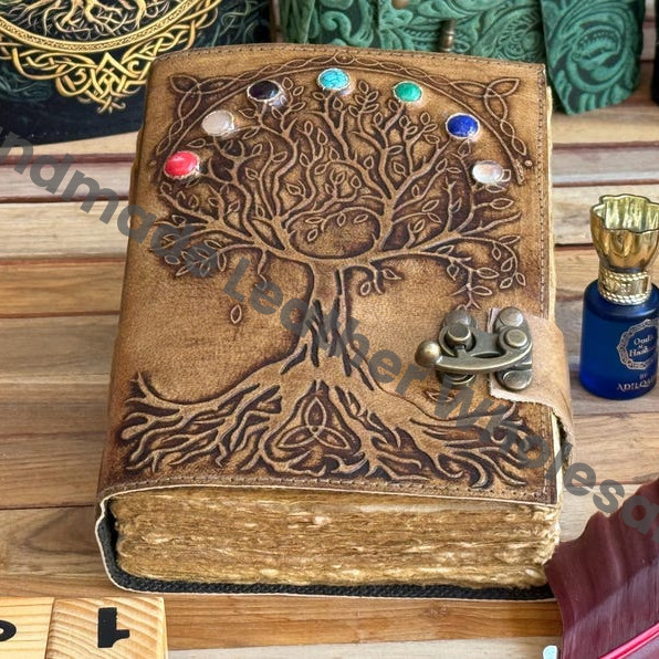 Tree Of Life Leather Journal, Grimoire Notebook, Handmade Vintage Look Diary