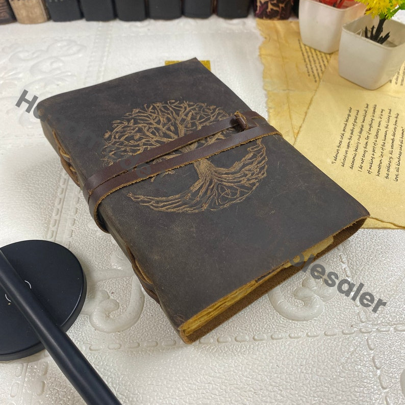 Tree of Life Leather Journal: Handmade Grimoire Spell Book