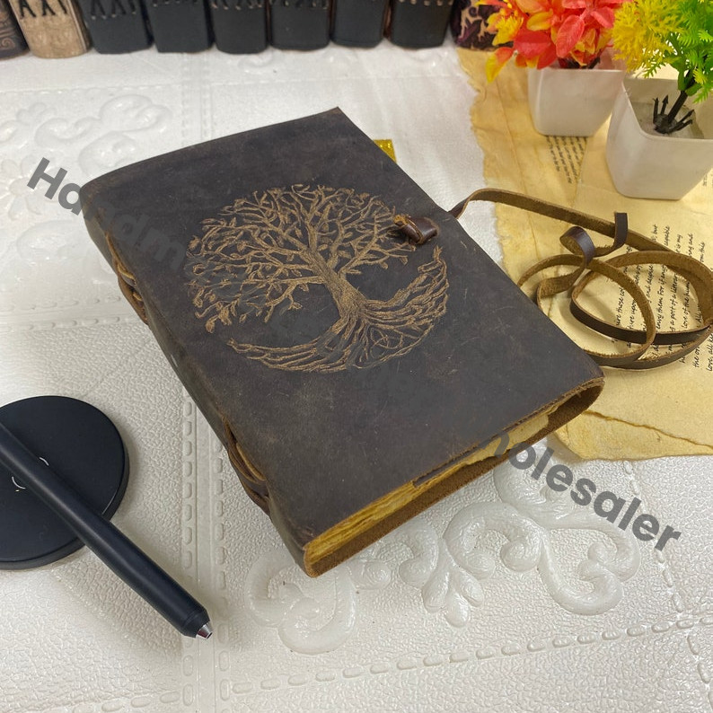 Tree of Life Leather Journal: Handmade Grimoire Spell Book