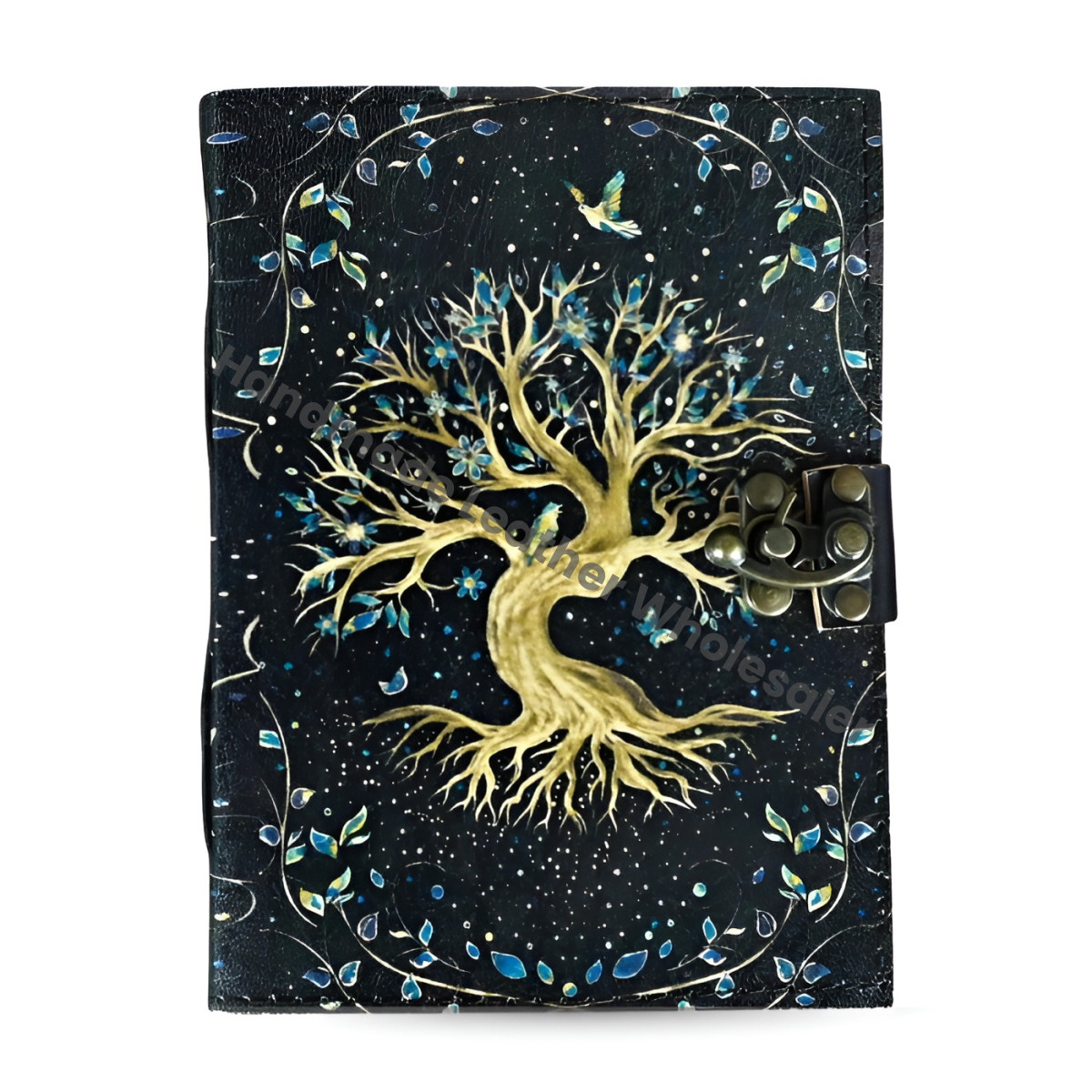 Tree of Life Leather Journal | Large Grimoire | Blank Spell Book of Shadows | Celestial Leather Journal