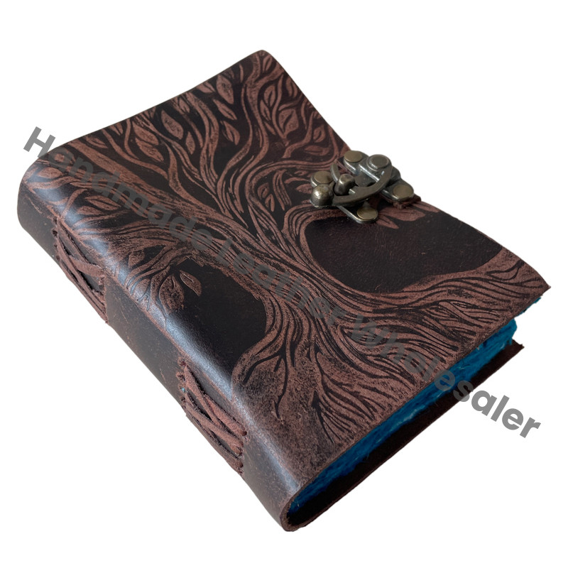 Tree of Life Leather Journal Soft Writing Notebook for Men Women Daily Planner Embossed Vintage Antique Deckle Art Paper Diary