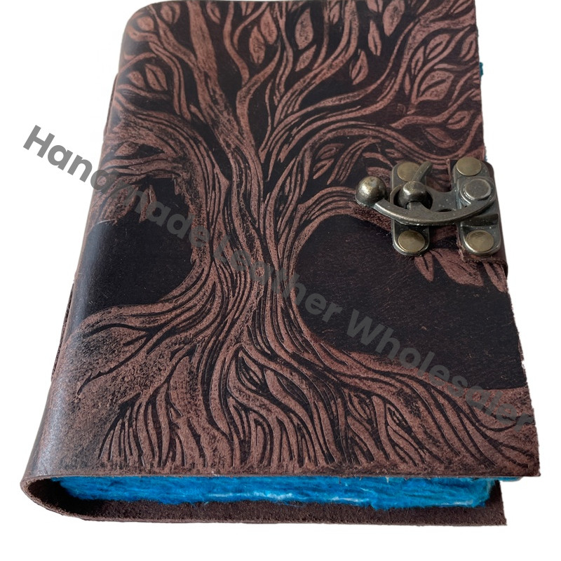 Tree of Life Leather Journal Soft Writing Notebook for Men Women Daily Planner Embossed Vintage Antique Deckle Art Paper Diary