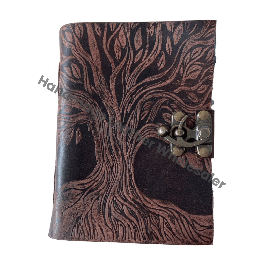 Tree of Life Leather Journal Soft Writing Notebook for Men Women Daily Planner Embossed Vintage Antique Deckle Art Paper Diary