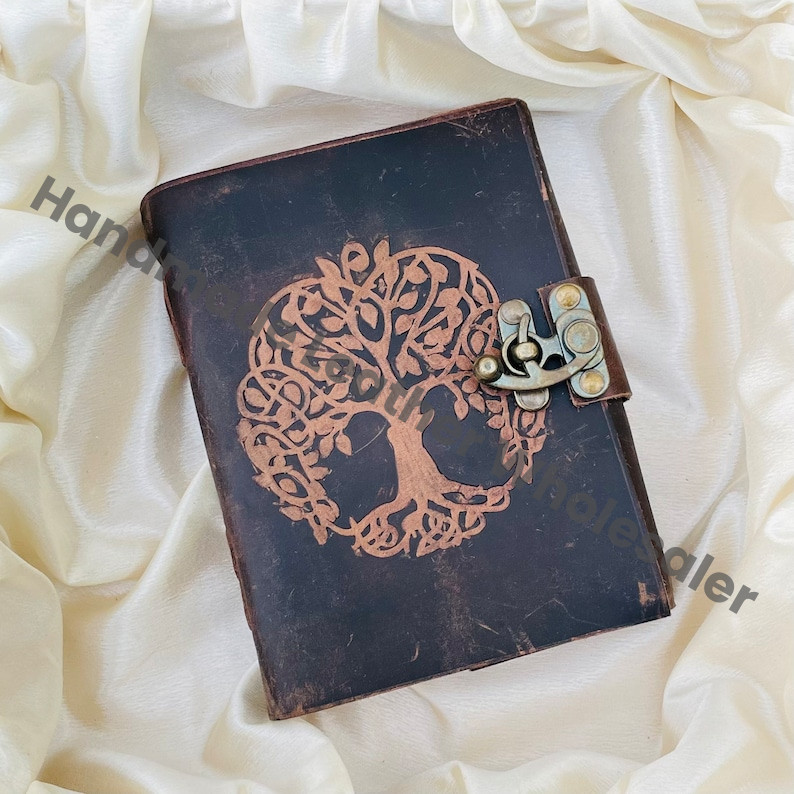 Tree of Life Leather Journal: Vintage Deckle Edge Book of Shadows