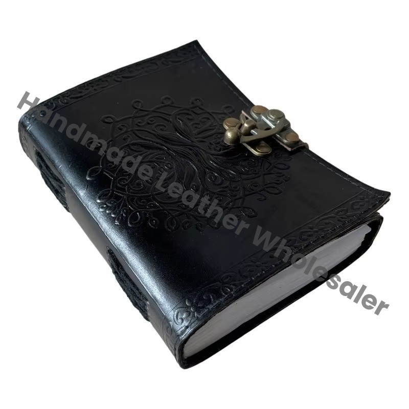 Tree of Life Leather Journal Vintage Handmade Black Notebooks Woman Large Book of Spell Planner Sketchbook Supplies Diary