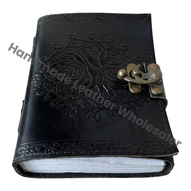 Tree of Life Leather Journal Vintage Handmade Black Notebooks Woman Large Book of Spell Planner Sketchbook Supplies Diary