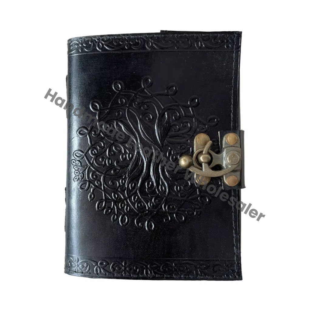 Tree of Life Leather Journal Vintage Handmade Black Notebooks Woman Large Book of Spell Planner Sketchbook Supplies Diary