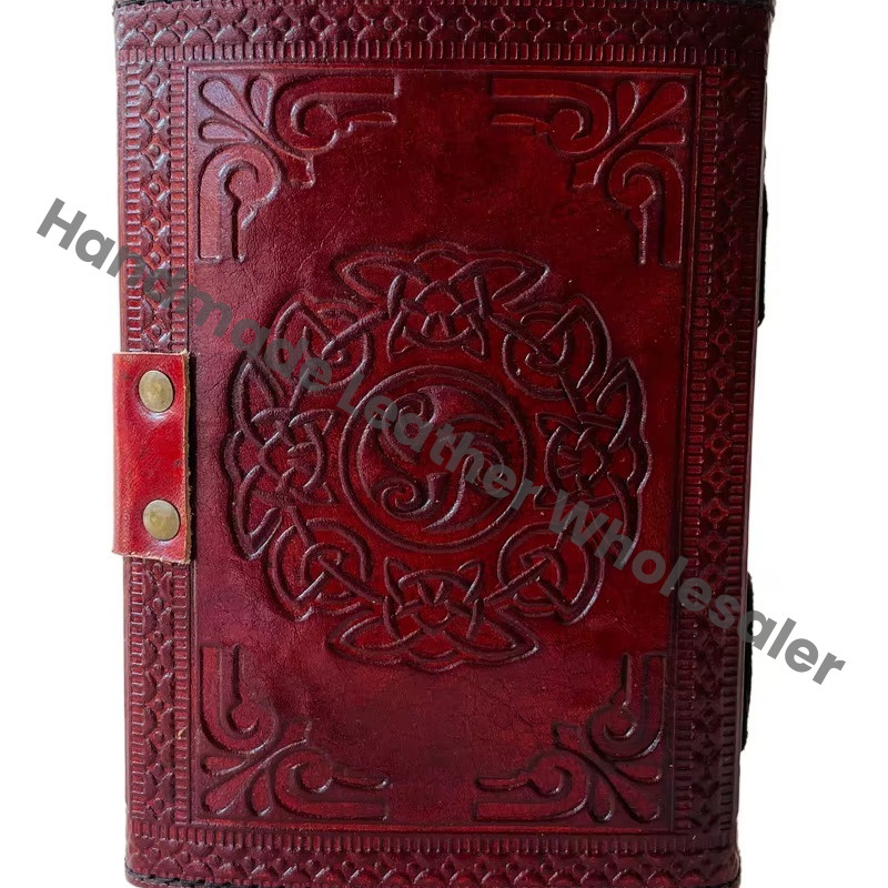 Tree of life Nature Vintage Leather Book Spells Celtic Wiccan Brown Seven Stone Journals for Writing Deckle Paper Diary Planner