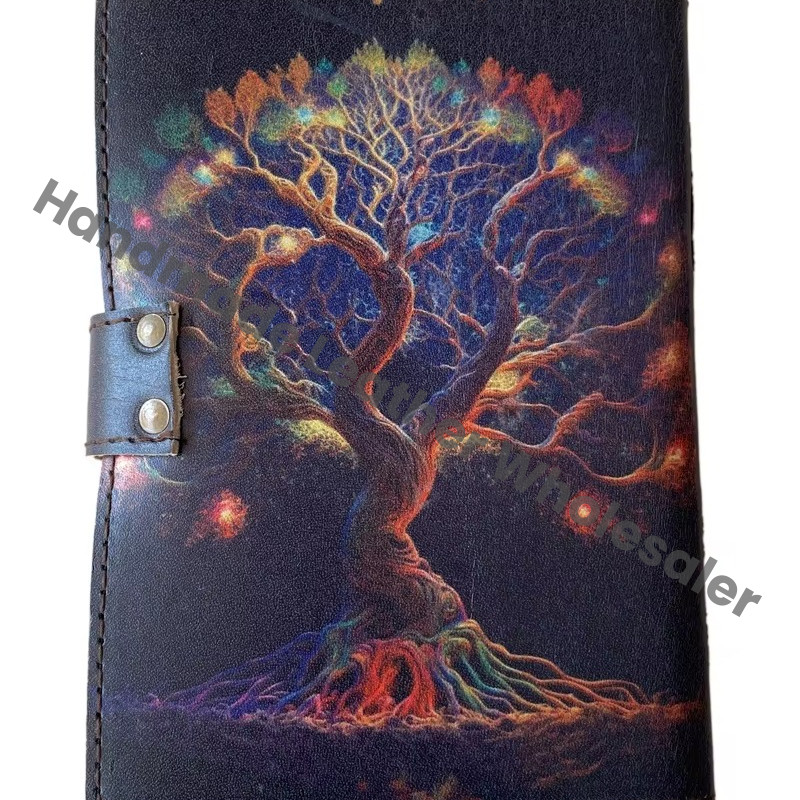 Tree of Life Vintage Leather Printed Journal Deckle Art Paper Handmade Retro Eco-friendly Notebook Sketchbook Travel Planner Gift